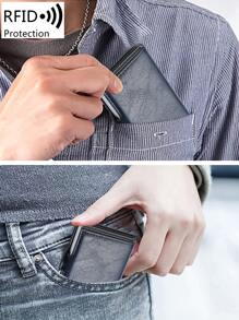 Con clip para billetes de piel sintética con bloqueo emergente, tarjetero doble, ligero, portátil, para tarjetas de identificación, para trabajadores de cuello blanco, para vacaciones masculinas, para aniversario, para cumpleaños, accesorios de regalo, tarjetero antirrobo, tarjetero de visita, tarjetero de crédito para hombre, minitarjetero, tarjetero, tarjetero RFID