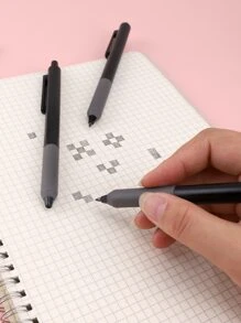 1支可愛自動鉛筆，可連續書寫和繪畫，理想學校用品和完美學習工具，塑料，隨機顏色 - 黑色 - 查看 4