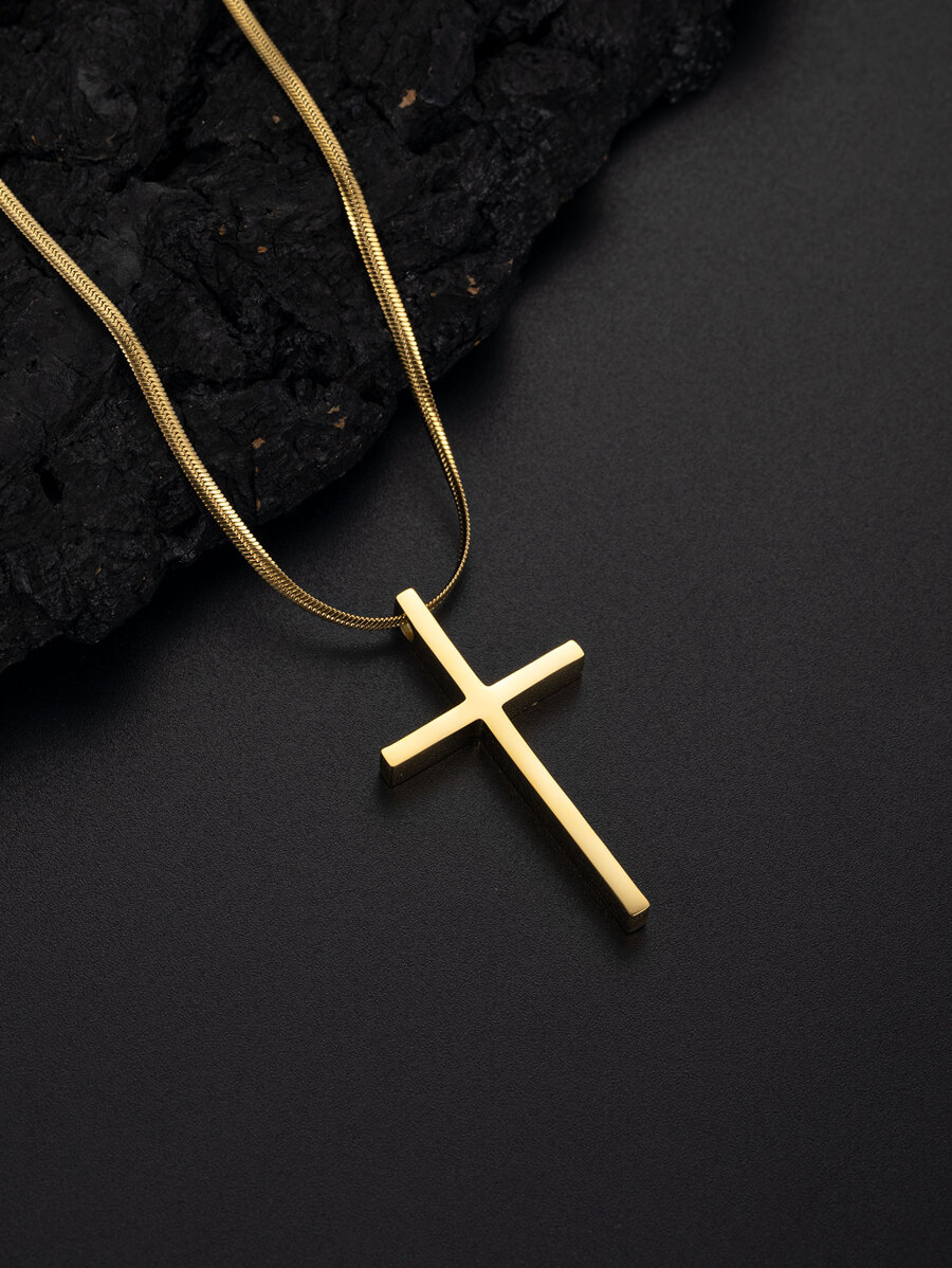 1 件男女通用 18K 镀金不锈钢吊坠项链，时尚嘻哈风格个性化情侣项链，适合日常佩戴，可作为送给朋友和家人的礼物 - 金色 - 查看 1