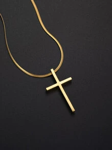 1 件男女通用 18K 镀金不锈钢吊坠项链，时尚嘻哈风格个性化情侣项链，适合日常佩戴，可作为送给朋友和家人的礼物 - 金色 - 查看 3