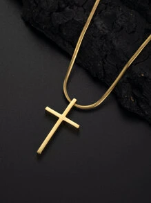 1 件男女通用 18K 镀金不锈钢吊坠项链，时尚嘻哈风格个性化情侣项链，适合日常佩戴，可作为送给朋友和家人的礼物 - 金色 - 查看 4