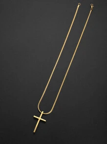 1 件男女通用 18K 镀金不锈钢吊坠项链，时尚嘻哈风格个性化情侣项链，适合日常佩戴，可作为送给朋友和家人的礼物 - 金色 - 查看 5