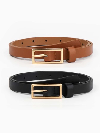 2入組女士時尚薄腰皮帶