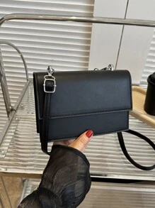 迷你新款女款纯色单肩PU复古女款简约时尚可爱单肩斜挎包女款B - 黑色 - 查看 3