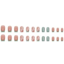 1盒/24入組向日葵閃光按壓式指甲 和 1入組指甲銼 和 1入組雙面膠帶 - 彩色 - 查看 4