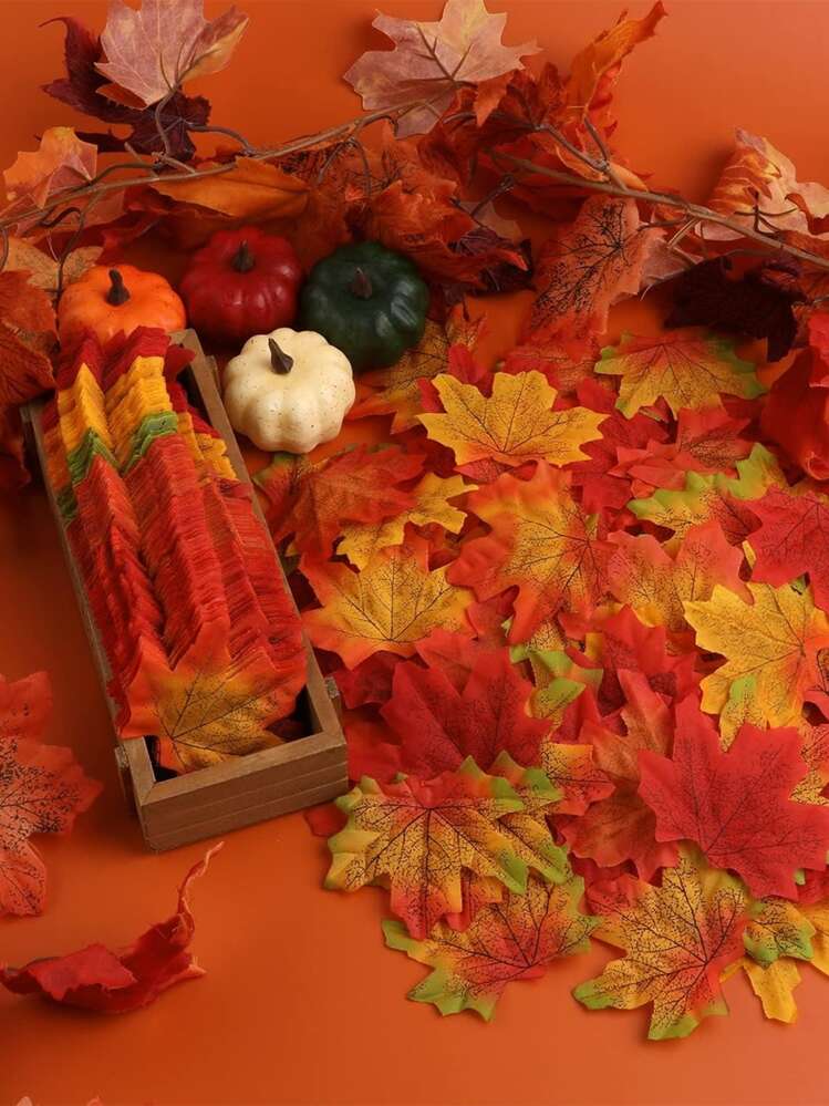 250 יחידות מזויף סתיו עלים מלאכותי עלי מייפל סתיו קישוט משי סתָיו עלים ל סתיו חתונה DIY שולחן חדר שינה מטבח מסיבת חג המולד חג ההודיה קישוטים ( 5 צבוע מיקס ) - ריבוי צבעים - ראה 1