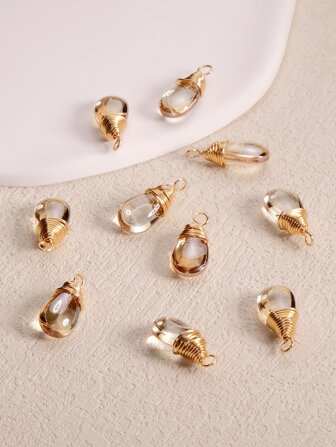 5pcs/set Creative Glass Copper Wire Teardrop DIY Pendant For Women For DIY Jewelry Making