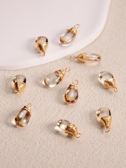 5pcs/set Creative Glass Copper Wire Teardrop DIY Pendant For Women For DIY Jewelry Making