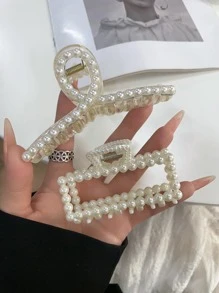 1 Bộ 2 Kẹp Ngọc Trai Trang Trí Vuốt Tóc Để Tạo Kiểu Phía Sau Đầu Thanh Lịch - Nhiều màu - Xem 1