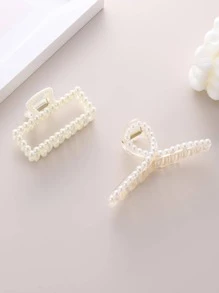 1 Bộ 2 Kẹp Ngọc Trai Trang Trí Vuốt Tóc Để Tạo Kiểu Phía Sau Đầu Thanh Lịch - Nhiều màu - Xem 4