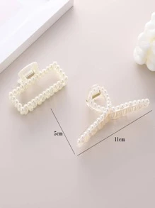 1 Bộ 2 Kẹp Ngọc Trai Trang Trí Vuốt Tóc Để Tạo Kiểu Phía Sau Đầu Thanh Lịch - Nhiều màu - Xem 6