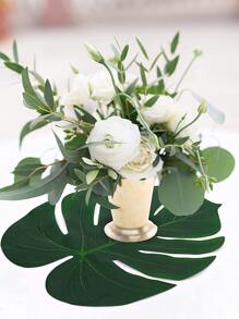 12 件/套人造棕榈叶，适用于夏威夷丛林主题派对、海滩生日派对、桌面和墙壁装饰、户外烧烤、绿植装饰、假植物 - 綠色 - 查看 3