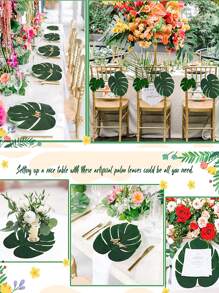 12 件/套人造棕榈叶，适用于夏威夷丛林主题派对、海滩生日派对、桌面和墙壁装饰、户外烧烤、绿植装饰、假植物 - 綠色 - 查看 8