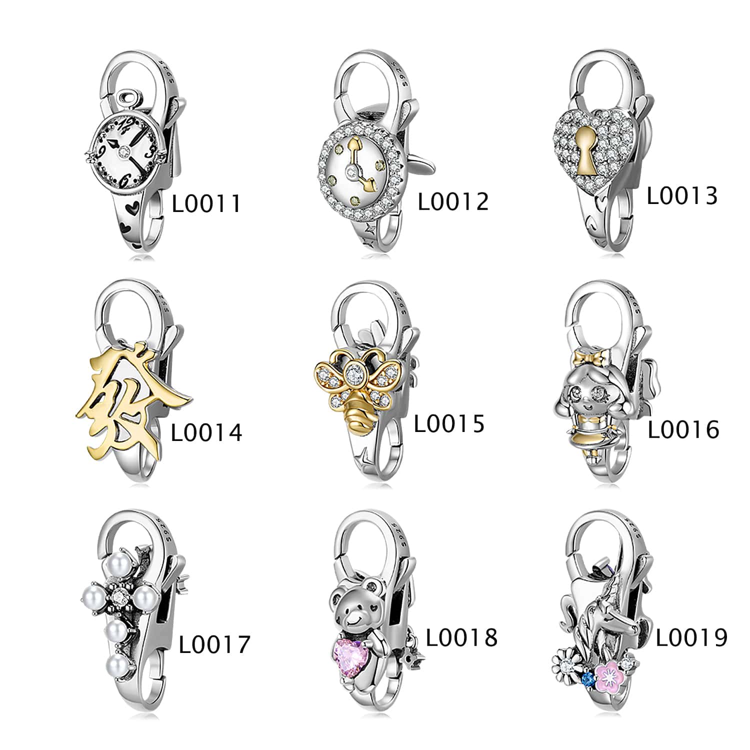 MAGIC CHARMS 1 S925 Bạc nguyên chất Vượt qua DIY Vòng tay Phụ kiện - Bạc - Xem 1