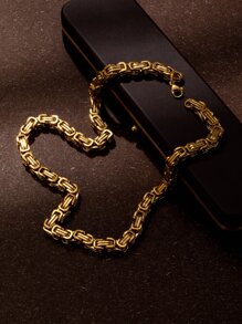 Collar de cadena de hombres de acero inoxidable de color metálico - Dorado - Ver 5