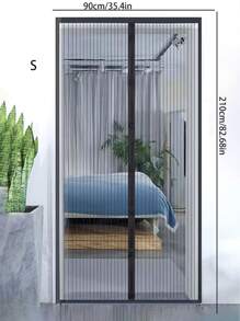 钩环磁性纱窗夏季防蚊门帘，高端隔断带自粘磁铁，家用无需钻孔 - 黑色 - 查看 4