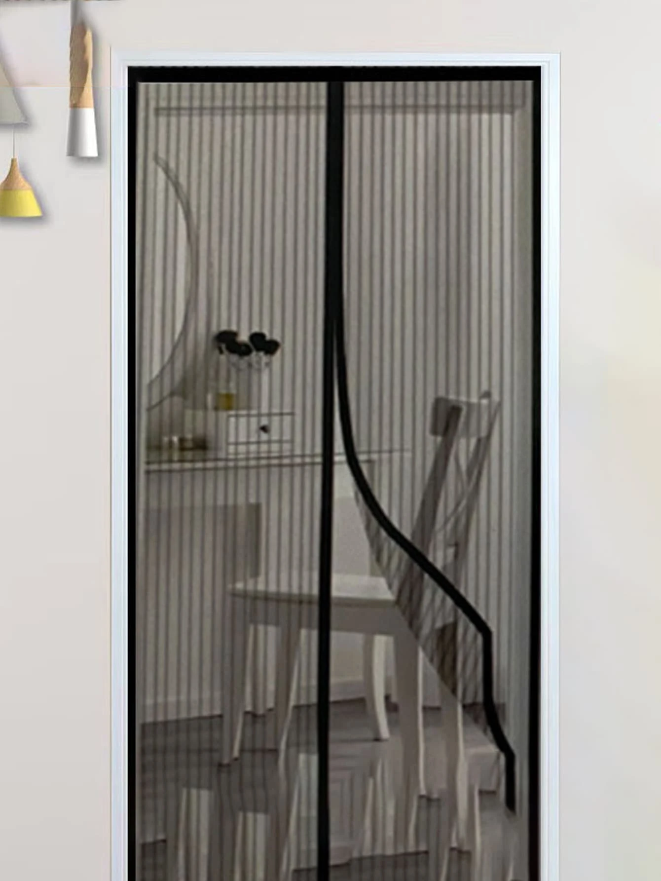 钩环磁性纱窗夏季防蚊门帘，高端隔断带自粘磁铁，家用无需钻孔 - 黑色 - 查看 1