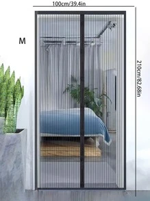 钩环磁性纱窗夏季防蚊门帘，高端隔断带自粘磁铁，家用无需钻孔 - 黑色 - 查看 5