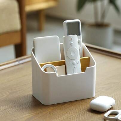 1pc Multi-Functional Remote Control Organizer Box - Desktop Office Supplies, Cosmetics, Charging Cable Storage Container