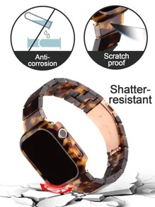 1 Set New Fashionable Retro Lightweight Premium Resin Apple Watch Strap + Hollow-Out Protective Case Combo Set, Anti-Fall & Anti-Scratch, Comfortable To Wear All Day - Ideal Gift Choice For Festivals, Anniversaries (Compatible With Apple Watch Ultra 2/1, SE, Series 10/9/8/7/6/5/4/3/2/1, Sizes 38/40/41/42/44/45/46/49mm).