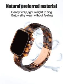 1 Set New Fashionable Retro Lightweight Premium Resin Apple Watch Strap + Hollow-Out Protective Case Combo Set, Anti-Fall & Anti-Scratch, Comfortable To Wear All Day - Ideal Gift Choice For Festivals, Anniversaries (Compatible With Apple Watch Ultra 2/1, SE, Series 10/9/8/7/6/5/4/3/2/1, Sizes 38/40/41/42/44/45/46/49mm).