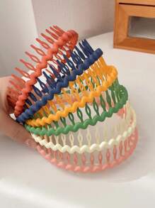 Băng đô nhựa lượn sóng đơn giản, đa năng dành cho bé gái (nhiều chiếc) - Nhiều màu - Xem 2