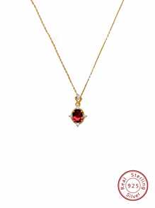 An Elegant Red Pomegranate Ladies Lovely S925 Silver Pendant Necklace