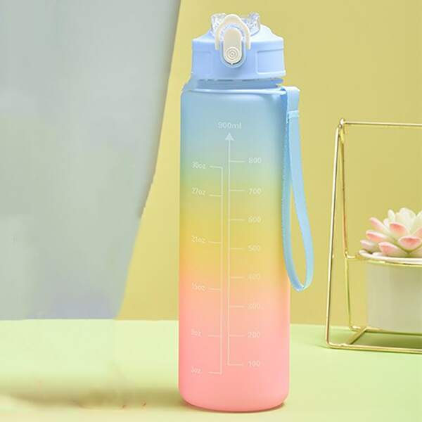 1 Pc Gradient Color Water Bottle, Frosted, Large Capacity, High