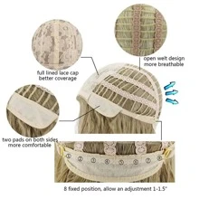 灰藍色合成纖維長款波浪狀和毛茸茸洛麗塔假髮適合女士,完美適用於角色扮演 - 霧霾藍 - 查看 9