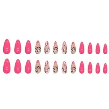 杏仁粉壓制假指甲1盒24片+指甲銼1入組+雙面膠1入組 - 彩色 - 查看 4