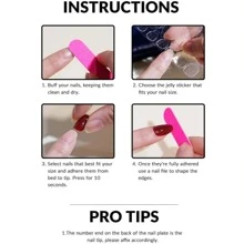 杏仁粉壓制假指甲1盒24片+指甲銼1入組+雙面膠1入組 - 彩色 - 查看 5