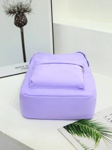 件/套經典純色女式休閒旅行背包大容量適合學生（包括兒童和女孩）。學院風格書包適合學校。 - 紫色 - 查看 3