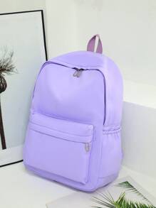 件/套經典純色女式休閒旅行背包大容量適合學生（包括兒童和女孩）。學院風格書包適合學校。 - 紫色 - 查看 6