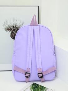 件/套經典純色女式休閒旅行背包大容量適合學生（包括兒童和女孩）。學院風格書包適合學校。 - 紫色 - 查看 7