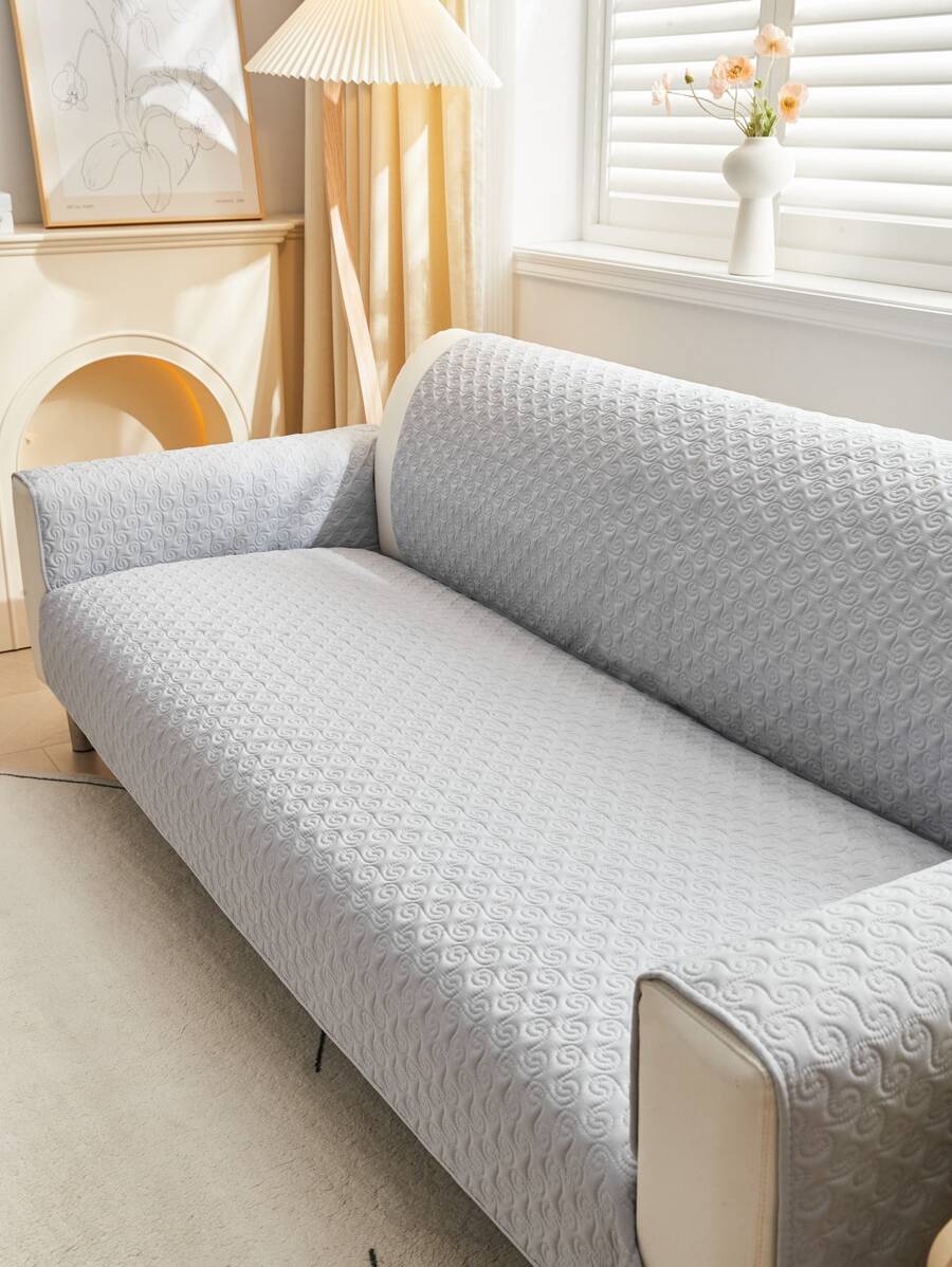 1set/4pcs Circle Quilted Simple Non-slip Sofa Cushion for All Seasons - 淺灰色 - 查看 1