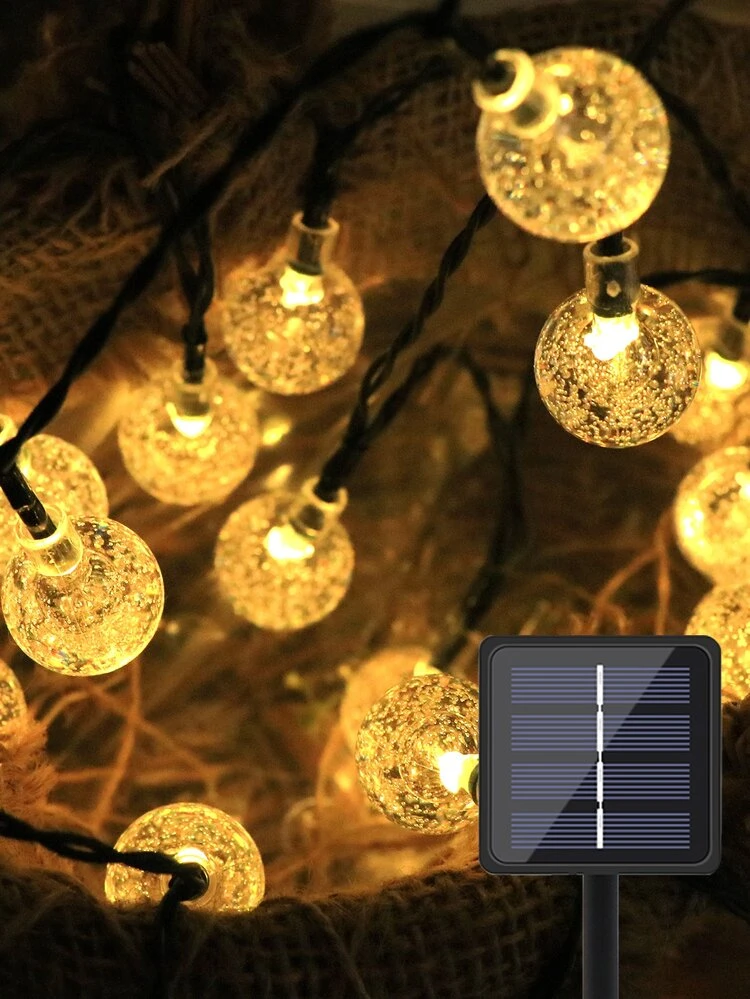 กลางแจ้ง สตริง พร้อม คริสตัล ฟอง ลูกบอล Led , , สำหรับ สวน ของตกแต่ง , อบอุ่น - สีเหลือง - ดู 3