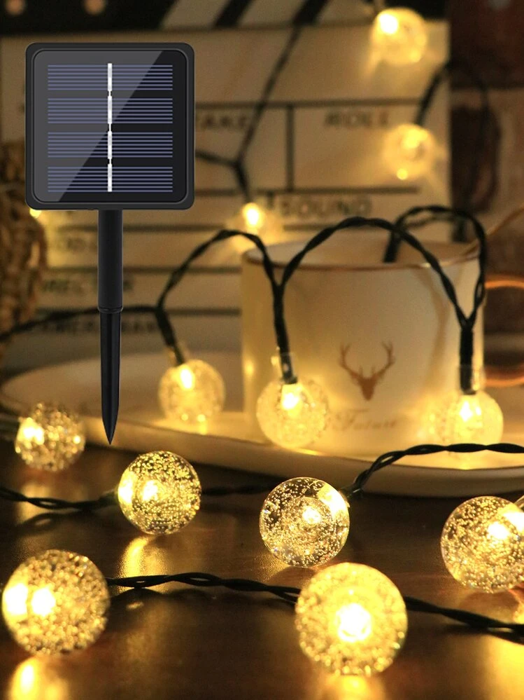 กลางแจ้ง สตริง พร้อม คริสตัล ฟอง ลูกบอล Led , , สำหรับ สวน ของตกแต่ง , อบอุ่น - สีเหลือง - ดู 1