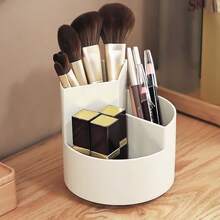 1pc Dustproof Desktop Rotating Organizer For Hair Accessories And Jewelry, Simple Style - White - View 1