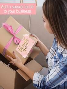 50 Cái/gói Thiệp Cảm Ơn Màu Hồng, Thiệp Cảm Ơn Màu Hồng Thẻ Quà Tặng Cảm Ơn Thẻ Đóng Gói, Được Sử Dụng Cho Nhãn Dán Trang Trí Thương Mại Và Thẻ Nhãn - Hồng - Xem 3