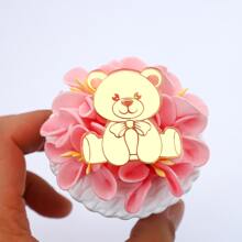 6pcs Bear Shaped Acrylic Birthday Cake Decorations Party Picks, Back To School Valentine Day