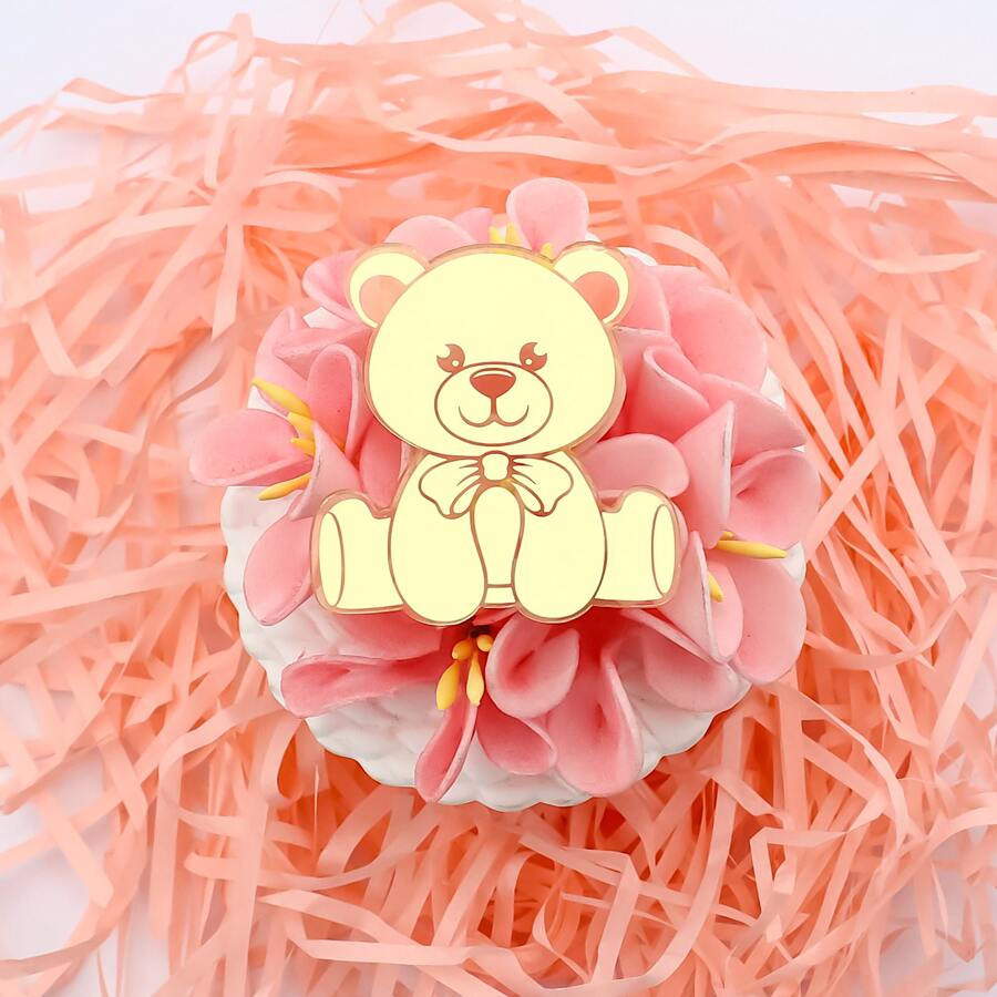 6pcs Bear Shaped Acrylic Birthday Cake Decorations Party Picks, Back To School Valentine Day