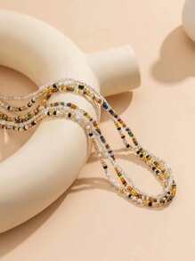 3pcs Multicolor Beaded Waist Chain Set For Women, Random Bead Color - Multicolor - View 3