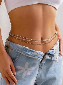 3pcs Multicolor Beaded Waist Chain Set For Women, Random Bead Color - Multicolor - View 2