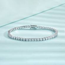 MDFUN 18K白金镀层立方氧化锆网球手链，4毫米立方氧化锆吊坠手链，男女皆宜 - 白色 - 查看 3