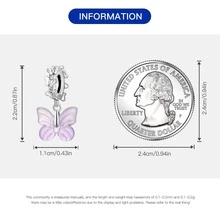 Miseff 1個純銀s925蝴蝶動物鏤空吊墜,適用於手鍊項鍊等製作,豪華女性diy珠寶禮物