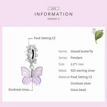 Miseff 1個純銀s925蝴蝶動物鏤空吊墜,適用於手鍊項鍊等製作,豪華女性diy珠寶禮物