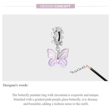 Miseff 1個純銀s925蝴蝶動物鏤空吊墜,適用於手鍊項鍊等製作,豪華女性diy珠寶禮物