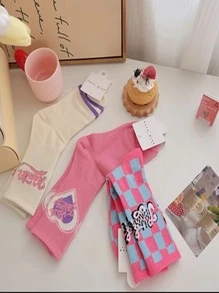 6pairs Mixed Color Breathable Sweat-absorbing Sports Mid-calf Socks With Fashionable Design - Multicolor - View 4