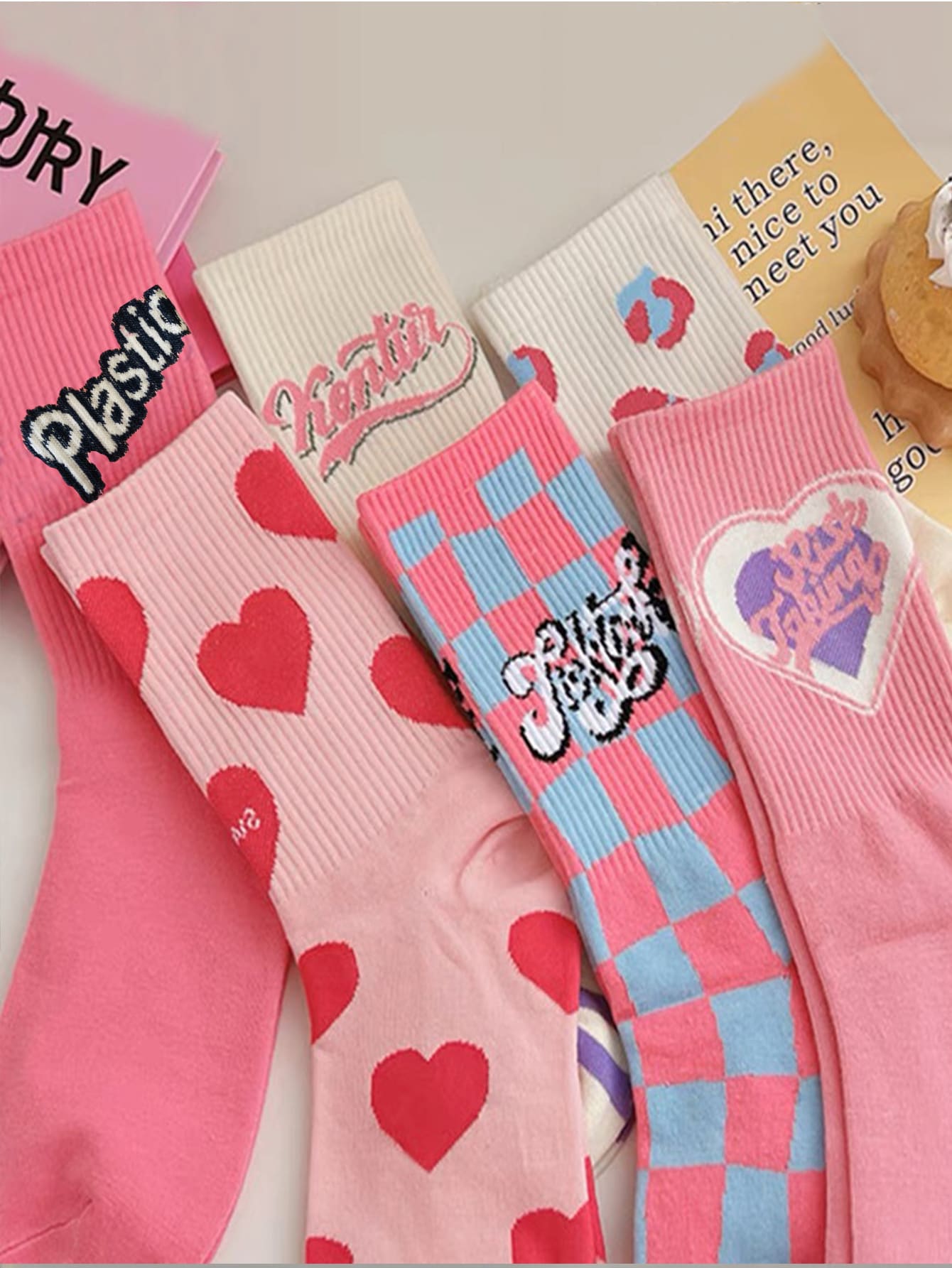 6pairs Mixed Color Breathable Sweat-absorbing Sports Mid-calf Socks With Fashionable Design - Multicolor - View 1