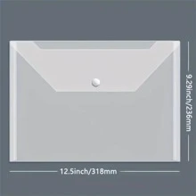 10pcs A4 Size Clear Plastic Envelopes With Button, Transparent Document Storage Bags Perfect For Organizing And Classifying Office And School Supplies - Clear - View 9